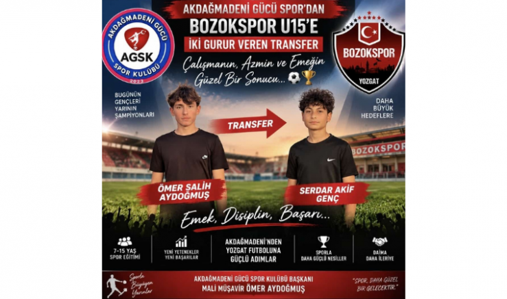 Akdağmadeni Gücü Spor’dan Bozokspor U15’e İki Gurur Veren Transfer