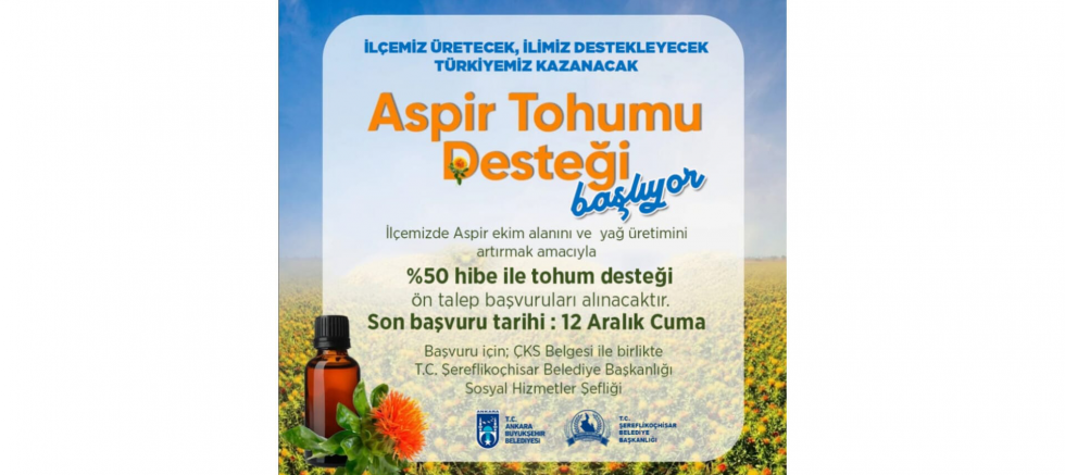 Mustafa Koçak: “Aspir tohumu desteği başlıyor, üreticimizin yanındayız”