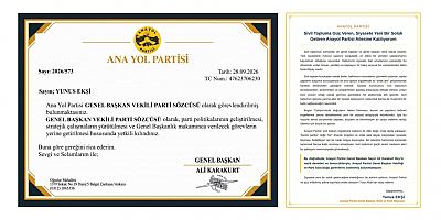 Ana Yol Partisi'nde Yunus Ekşi Görevlendirmesi: Genel Başkan Karakurt'tan 