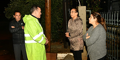 Başkan Abdullah Özyiğit, gece boyunca çalışmaları yerinde inceledi